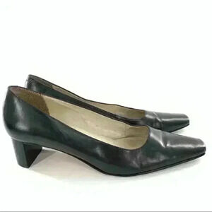 Lauren Ralph Lauren womens heels 7.5 black leather dog shoe vintage 80s 90s